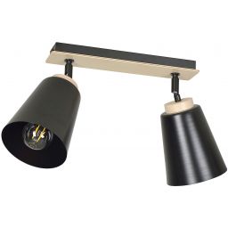 Emibig Atlas lampa podsufitowa 2x15 W czarna-drewno 725/2