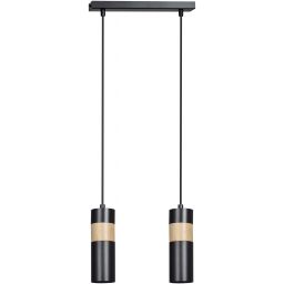 Emibig Akari lampa wisząca 2x8 W czarna-drewno 732/2