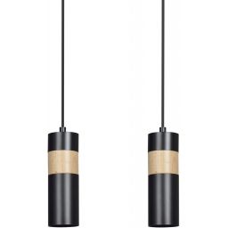 Emibig Akari lampa wisząca 2x8 W czarna-drewno 732/2
