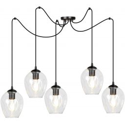 Emibig Level lampa wisząca 5x15 W czarna-przezroczysta 756/5