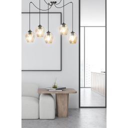 Emibig Level lampa wisząca 5x15 W czarna-bursztynowa 758/5