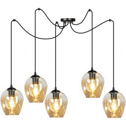 Emibig Level lampa wisząca 5x15 W czarna-bursztynowa 758/5