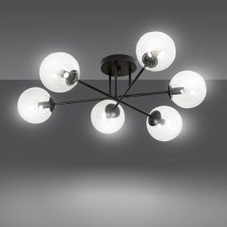 Emibig Brendi lampa podsufitowa 6x10 W czarna-przezroczysta 831/6B