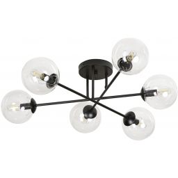 Emibig Brendi lampa podsufitowa 6x10 W czarna-przezroczysta 831/6B