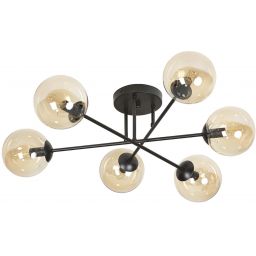 Emibig Brendi lampa podsufitowa 6x10 W czarna-bursztynowa 833/6B