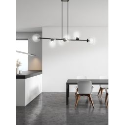 Emibig Rossi lampa wisząca 6x10 W czarna-przezroczysta 874/6