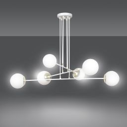 Emibig Ognis lampa wisząca 6x10 W biała-złota-mleczna 967/6