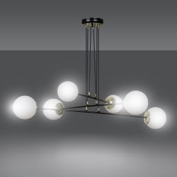 Emibig Ognis lampa wisząca 6x10 W czarna-złota-mleczna 966/6