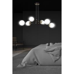 Emibig Ognis lampa wisząca 6x10 W czarna-złota-mleczna 966/6