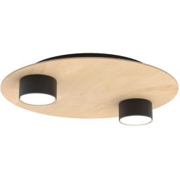 Emibig Pixo lampa podsufitowa 2x12 W czarna-drewno 1443/2