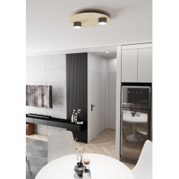 Emibig Pixo lampa podsufitowa 2x12 W czarna-drewno 1443/2