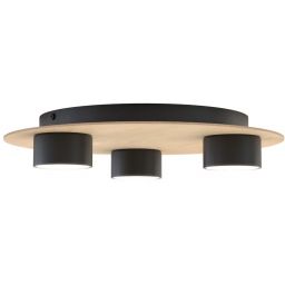 Emibig Pixo lampa podsufitowa 3x12 W czarna-drewno 1443/3