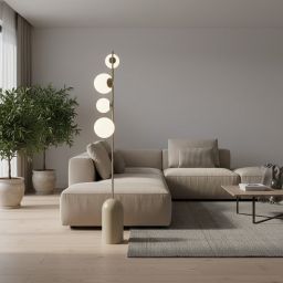 Emibig Etno lampa stojąca 4x8 W beżowa 1501/LP4