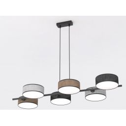 Emibig Drumz lampa wisząca 6x10 W czarna/szary/beżowa 1566/6
