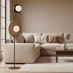 Emibig Kiss lampa stojąca 2x8 W czarna/kremowa 1608/LP2