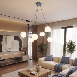 Emibig Azura lampa wisząca 6x10 W niebieska-opal 1830/6