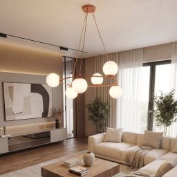 Emibig Azura lampa wisząca 6x10 W koral-opal 1831/6