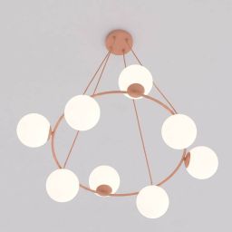 Emibig Azura lampa wisząca 8x10 W opal/koral 1831/8