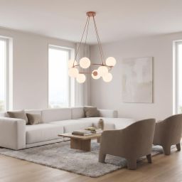 Emibig Azura lampa wisząca 8x10 W opal/koral 1831/8