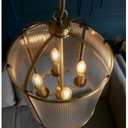 Endon Lambeth Ribbed lampa wisząca 4x6 W mosiądz 106711