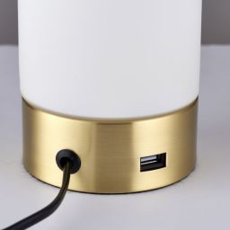 Endon Dara lampa stołowa 1x40 W biała-mosiądz 69520