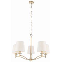 Endon Ortona lampa wisząca 5x40W biała/złota 70245