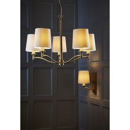 Endon Ortona lampa wisząca 5x40W biała/złota 70245