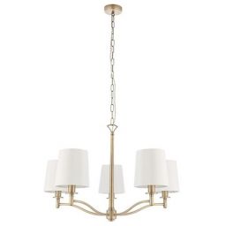 Endon Ortona lampa wisząca 5x40W biała/złota 70245