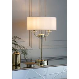 Endon Nixon lampa stołowa 2x40W biała/złota 70564