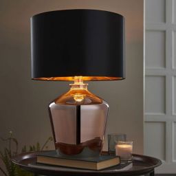 Endon Waldorf lampa stołowa 1x60W czarna/miedź 61149