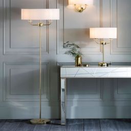 Endon Nixon lampa stojąca 2x40W biała/złota 70563