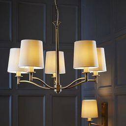 Endon Ortona lampa wisząca 5x40W biała/złota 70245