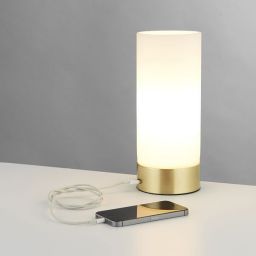 Endon Dara lampa stołowa 1x40 W biała-mosiądz 69520