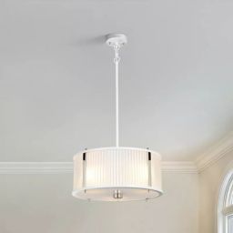 Elstead Lighting Corona lampa wisząca 3x60 W polerowany nikiel, satynowa biel DL-CORONA-3P-WPN