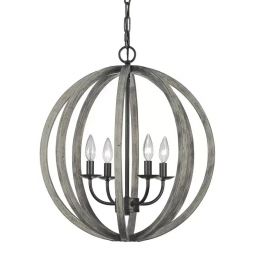 Elstead Lighting Allier lampa wisząca 4x60 W antyczne żelazo, postarzane drewno FE-ALLIER-4P-WW