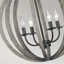 Elstead Lighting Allier lampa wisząca 4x60 W antyczne żelazo, postarzane drewno FE-ALLIER-4P-WW