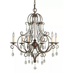 Elstead Lighting Chateau lampa wisząca 6x60 W brązowa FE-CHATEAU6