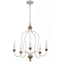 Elstead Lighting Hartsville lampa wisząca 5x40 W biała/drewno FE-HARTSVILLE5