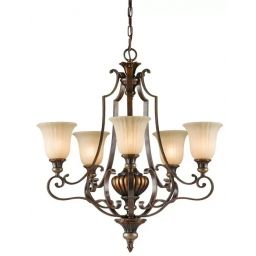 Elstead Lighting Kelham Hall lampa wisząca 5x60 W brytyjski brąz/florenckie złoto FE-KELHAM-HALL5-UPLT