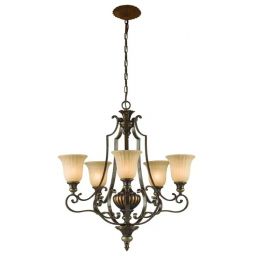 Elstead Lighting Kelham Hall lampa wisząca 5x60 W brytyjski brąz/florenckie złoto FE-KELHAM-HALL5-UPLT