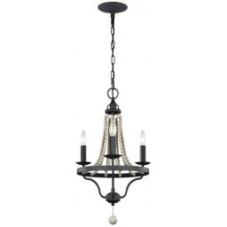 Elstead Lighting Nori lampa wisząca 3x40 W ciemny postarzany cynk/drewno FE-NORI3-DWZ