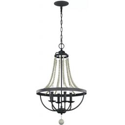 Elstead Lighting Nori lampa wisząca 4x40 W ciemny postarzany cynk/drewno FE-NORI4-DWZ