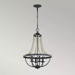 Elstead Lighting Nori lampa wisząca 4x40 W ciemny postarzany cynk/drewno FE-NORI4-DWZ