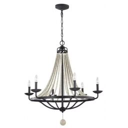 Elstead Lighting Nori lampa wisząca 6x40 W ciemny postarzany cynk/drewno FE-NORI6-DWZ