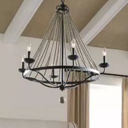 Elstead Lighting Nori lampa wisząca 6x40 W ciemny postarzany cynk/drewno FE-NORI6-DWZ