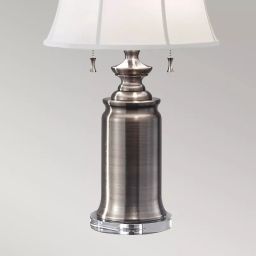 Elstead Lighting Stateroom lampa stołowa 2x60 W biała-antyczny nikiel FE-STATEROOM-TL-AN