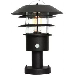 Elstead Lighting Helsingor lampa stojąca zewnętrzna 1x60 W z czujnikiem ruchu czarna HELSINGOR-PIR-PED-BK