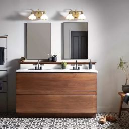 Elstead Lighting Ainsley kinkiet 2x3 W szczotkowany mosiądz HK-AINSLEY2-BATH-BB