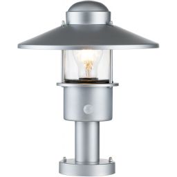 Elstead Lighting Klampenborg lampa stojąca zewnętrzna z czujnikiem ruchu 1x60 W srebrna KLAMPENBORG-PED-PIR-SIL