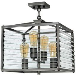 Elstead Lighting Louvre lampa wisząca 4x60 W szary/popielaty LOUVRE-4P